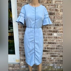 Light Blue Bell Sleeve Maggy London Preppy Midi Dress